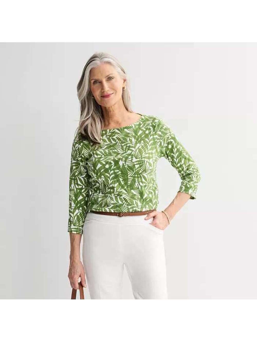 Croft & Barrow Green Leaf Boatneck Top – Size Large – NWT